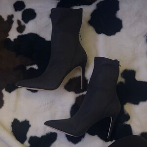 Jewel Badgley Mischka Glitter Black Heeled Boots